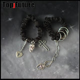 Girl Vintage Tuku y2k women gothic lolita cosplay Harajuku Punk large intestine cross skull hair rope elastic hair bands