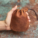 NASVA Genuine Leather  Coin Purse Men Women  Vintage Small Coin Wallet Hard Leather Money Pocket Drawstring Storage Bag