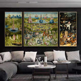 3Pcs Famous Painting Art Earthly Garden Canvas Prints Canvas Wall Art Posters and Prints Wall Picture for Living Room Home Decor