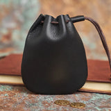 NASVA Genuine Leather  Coin Purse Men Women  Vintage Small Coin Wallet Hard Leather Money Pocket Drawstring Storage Bag