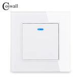 Coswall Luxury Crystal Tempered Glass Panel 1 Gang 1 Way Light Switch On / Off Wall Switch With LED Indicator 16A AC 250V