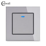 Coswall Luxury Crystal Tempered Glass Panel 1 Gang 1 Way Light Switch On / Off Wall Switch With LED Indicator 16A AC 250V