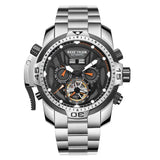 Reef Tiger/RT Sport Watch Complicated Dial with Year Month Perpetual Calendar Steel Bracelet Watches RGA3532