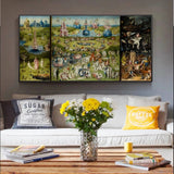 3Pcs Famous Painting Art Earthly Garden Canvas Prints Canvas Wall Art Posters and Prints Wall Picture for Living Room Home Decor
