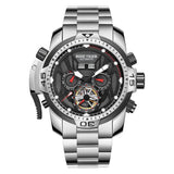 Reef Tiger/RT Sport Watch Complicated Dial with Year Month Perpetual Calendar Steel Bracelet Watches RGA3532