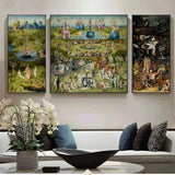 3Pcs Famous Painting Art Earthly Garden Canvas Prints Canvas Wall Art Posters and Prints Wall Picture for Living Room Home Decor