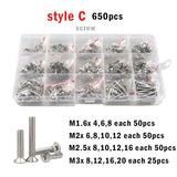 M1.6 M2 M2.5 M3 M4 M5 Cross Phillips Flat Countersunk Head Screws 304 Stainless Steel Bolt and Nut Washer Assortment Set Kit Box