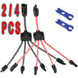 2/4PCS Solar Connectors Waterproof Y-shaped 5 Way Adapter Solar Cable Parallel Adaptor Heat Resistant Panel Wire Connector Hotsa