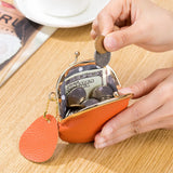 Coin Purse Kiss Lock Coin Purse for Women Large Capacity Coins Pouch Vintage Change Purse Genuine Leather Small Wallet for Women