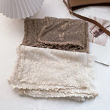 Vintage Hollow Lace Scarf Women's Shawl Silk Scarf Transparent White Gauze Embroidered Thin Cotton and Linen Spring and Autumn