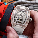 PINDU New Design Luxury Brand Men's Mechanical Watch Skeleton Mechanical Sapphire Glass Stainless Steel Waterproof Watch
