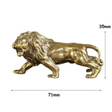 Antique Bronze Male Lion King Statue Small Ornaments Solid Copper Mountain Lions Miniature Figures Brass Sculpture Crafts Decor