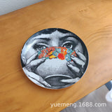 Italian Vintage Face Decorative Wall Plate For Home Bar Background Decor Handcrafted Hanging Ornament Unique Gift