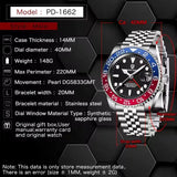 PAGANI DESIGN 2026 40MM Luxury Men GMT Automatic Machinery Watch Ceramic Bezel Jubilee Strap Sapphire Waterproof Watches for men