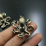 Brass Octopus Home Decoration Antique Copper Animal Figurines Miniatures Desk Ornament Accessories Creative Table Tea Pets Craft