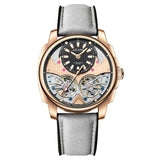 AILANG Automatic Mechanical Waterproof Sport Military Men Watch Luxury Double Tourbillon Man Wristwatch Leather Strap