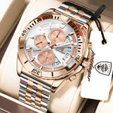 POEDAGAR Original Fashion Men Clock Waterproof Luminous Chronograph Date Watch For Man Stainless Steel Quartz Men's Watches Male