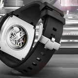 Mark Fairwhale 6014 Brand Rubber Strap Waterproof Luminous Men's Automatic Mechanical Watch Barrel Shape Watches for Men