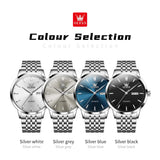 OLEVS 7048 Men's Watches Stainless Steel Simple Elegant Dual Calendar Luxury Business Automatic Mechanical Wrist Watches for Men