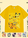 Pokémon Anime Mew Printing Oversized Cotton T-shirt Men and Women Comfortable Fashion Y2K Children's Clothing Summer T-shirt