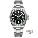RollsTimi New luxury Automatic Mens Watch GMT NH34 Stainless Steel Mechanical Waterproof Wrist Watch for Men Sapphire Dial Watch