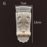 Retro Vintage Wood Carved Onlay Applique Carpenter Frame Decal Furniture Decoration Wooden Craft Decorative Door Flower Ornament