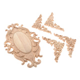 5pcs/set Wooden Applique Cut-out Branch Corner Solid Wood Onlays 10-26cm Vintage Furniture Ornament Decor Door Windows Cabinet