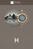 Decorative Painting With Clock Back Hanging Painting High-end Living Room Landscape Light Luxury Mural Clocks Wall Home Decor