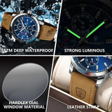 POEDAGAR Luxury Trendy Man Watch Date Waterproof Luminous Chronograph Men Watch Sports Male Stylish Leather Men's Quartz Watches
