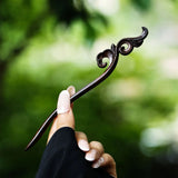 Retro Ebony Hairpin Chinese Antique Style Carved Hairpin Simple Temperament Qipao Hanfu Dished Hair Accessories for Women