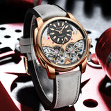 AILANG Automatic Mechanical Waterproof Sport Military Men Watch Luxury Double Tourbillon Man Wristwatch Leather Strap