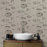 Tropical Fish Wallpaper Mural Peel and Stick,Sea Cquario Wallpaper,Self Adhesive Sea Life Wallpaper Or Tradition Blowfish Decor,