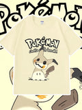 Pokémon Anime Mew Printing Oversized Cotton T-shirt Men and Women Comfortable Fashion Y2K Children's Clothing Summer T-shirt