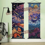 Printed Pokemon Poster, Anime Wall Artwork, Gengar Eevee Pikachu Images, Scroll Paintings, Retro Artist Home Living Room Decor