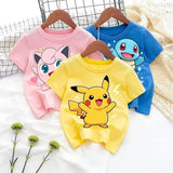 2026 Pokemons Kids T-shirt Anime Game Cartoon Cotton Boys Girl Toddler Tees Streetwear Casual Short Sleeve Childern Clothes Tops