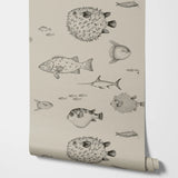 Tropical Fish Wallpaper Mural Peel and Stick,Sea Cquario Wallpaper,Self Adhesive Sea Life Wallpaper Or Tradition Blowfish Decor,