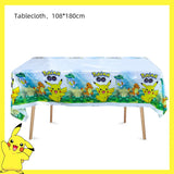 Pokemon Birthday Party Decoration Pikachu Disposable Tableware Cup Napkin Plate Tablecloth Baby Shower Cake Topper Flag Balloons