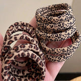 5Pcs High Elasticity Leopard Pattern Hair Scrunchies, Women Vintage Hair Tie Ponytail Holder Hair Accessories Hair Ties