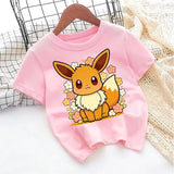 2026 Pokemons Kids T-shirt Anime Game Cartoon Cotton Boys Girl Toddler Tees Streetwear Casual Short Sleeve Childern Clothes Tops
