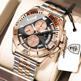 POEDAGAR Original Fashion Men Clock Waterproof Luminous Chronograph Date Watch For Man Stainless Steel Quartz Men's Watches Male