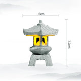New Mini Pagoda Lantern Light Garden Statue Decorative Sand Stone Micro Landscape Lamp Zen Yard Miniature Bonsai
