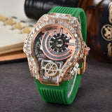 Full diamond Case Business Luxury Top Mens Watches Rubber Strap Color Creative Decorative Quartz Watch Men AAA Clocks Relogio