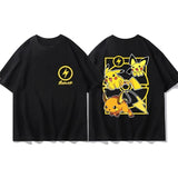 Pokémon Joint Peripheral Products Short Sleeve T-Shirt Gengar Psyduck Mewtwo Printed Men's Boys and Girls Summer New Fashion Top