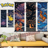 Printed Pokemon Poster, Anime Wall Artwork, Gengar Eevee Pikachu Images, Scroll Paintings, Retro Artist Home Living Room Decor