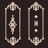 European Style Wood Applique Background Wall Decoration Floral Wood Decals for Wall  Antique Onlays Mouldings Home Decor Items