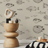 Tropical Fish Wallpaper Mural Peel and Stick,Sea Cquario Wallpaper,Self Adhesive Sea Life Wallpaper Or Tradition Blowfish Decor,