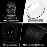 POEDAGAR Top Luxury Men Wristwatch Waterproof Luminous Stainless Steel Mesh Date Man Watch Fashion Business Quartz Men's Watches