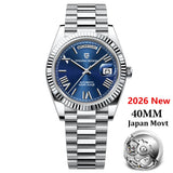PAGANI DESIGN Men's Watch 2026 New Rose Gold Blue DD40 Automatic Watch Men Mechanical Wristwatch Sapphire glass Waterproof Watch