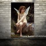 Arthyx,Print Love On The Look Out Of William Adolphe Bouguereau Oil Paintings On Canvas,Classical Wall Picture Living Room Decor
