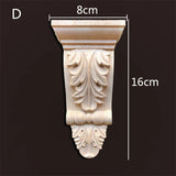 Retro Vintage Wood Carved Onlay Applique Carpenter Frame Decal Furniture Decoration Wooden Craft Decorative Door Flower Ornament